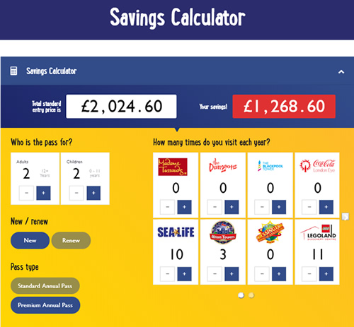 Merlin Savings Calculator - Savings from annual pass over £1,200